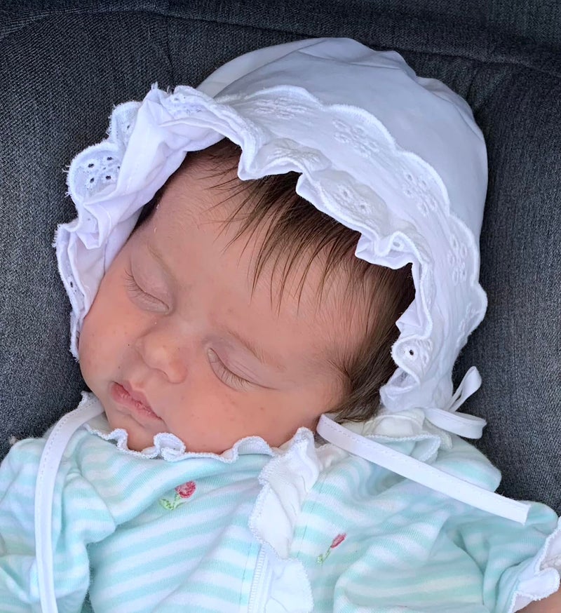 N'Ice Caps Baby Girls Bonnet White Lace Newborn Infant Toddler Sun Hat Special Occasion (White with Piping Crown, Newborn) - Image 5